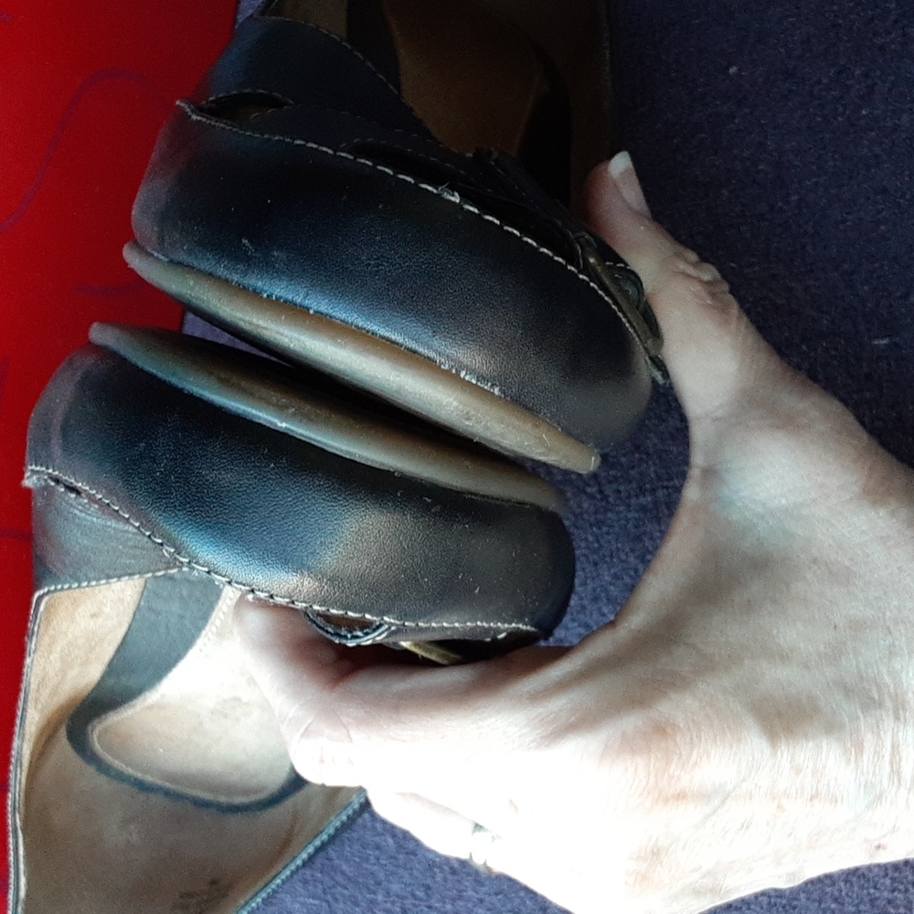 Aerosoles Kin Ship Leather Peep Toe Heels Wedges 8M - Picture 7 of 9